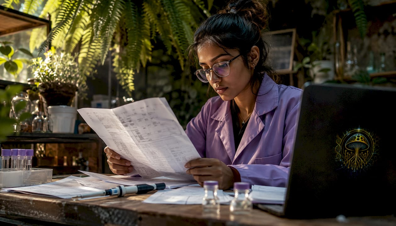 Scientist reviewing peptide therapy protocols
