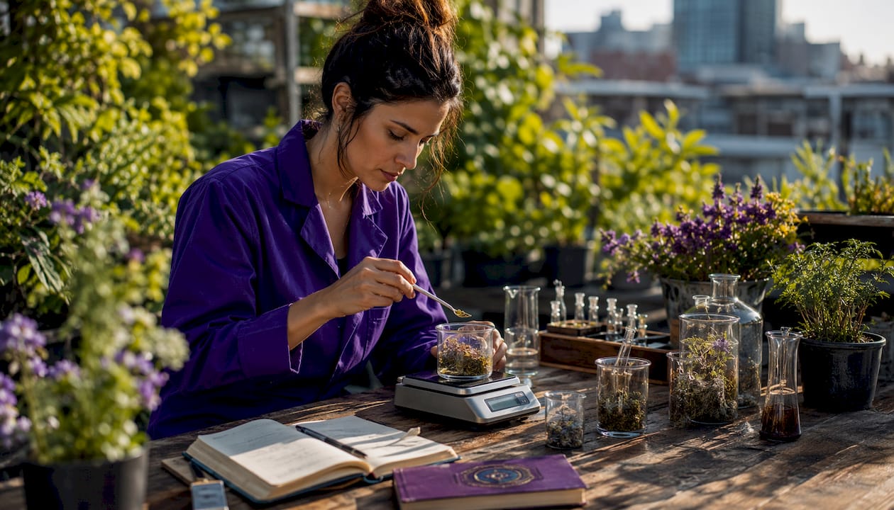 Scientist preparing clean supplement ingredients in lab