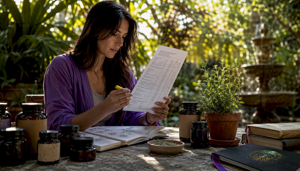 Nutritionist reviewing supplement certificate