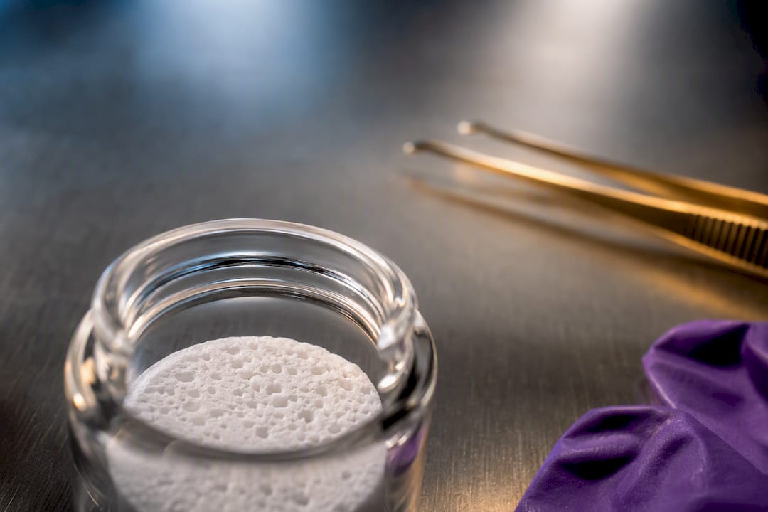 Porous lyophilized peptide cake in vial