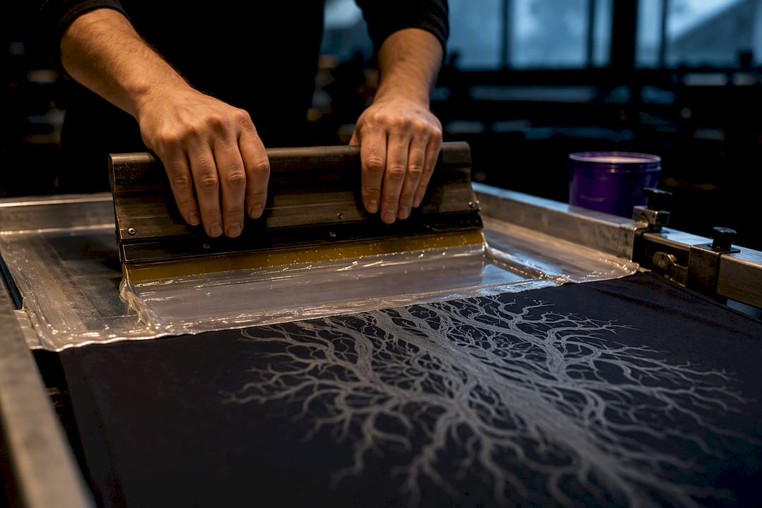 Screen printer applying water-based ink