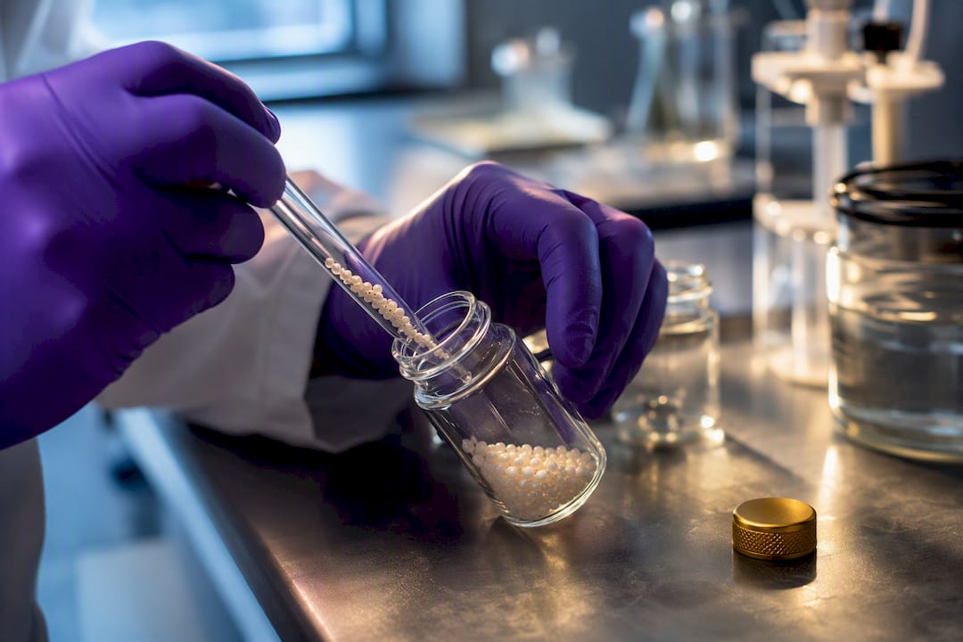 Peptide synthesis materials in research laboratory