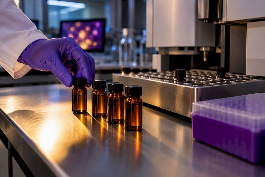 Laboratory vials prepared for heavy-metal testing