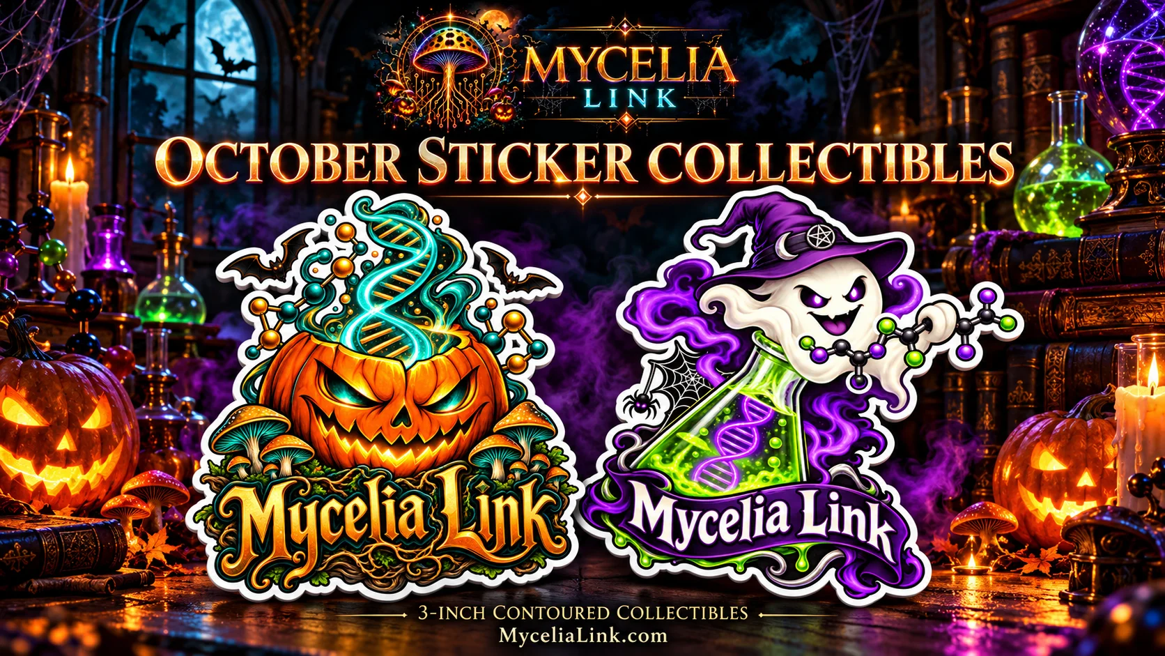 Mycelia Link October sticker collectibles